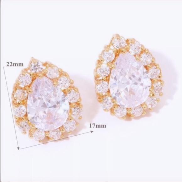 Gold Filled Zircon Stud Earrings - Picture 2 of 2